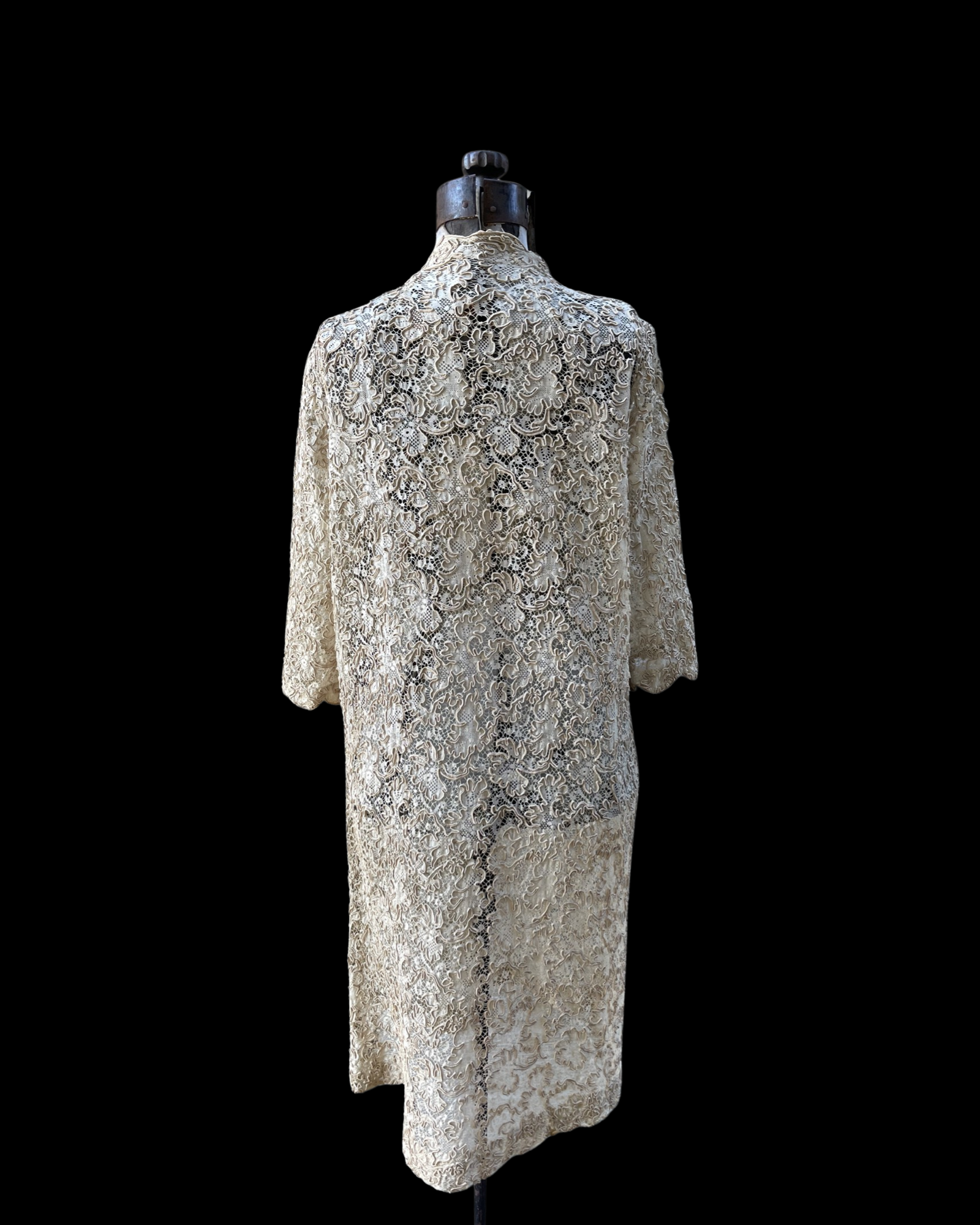 Antique Ecru Lace Soutache Robe Style Jacket