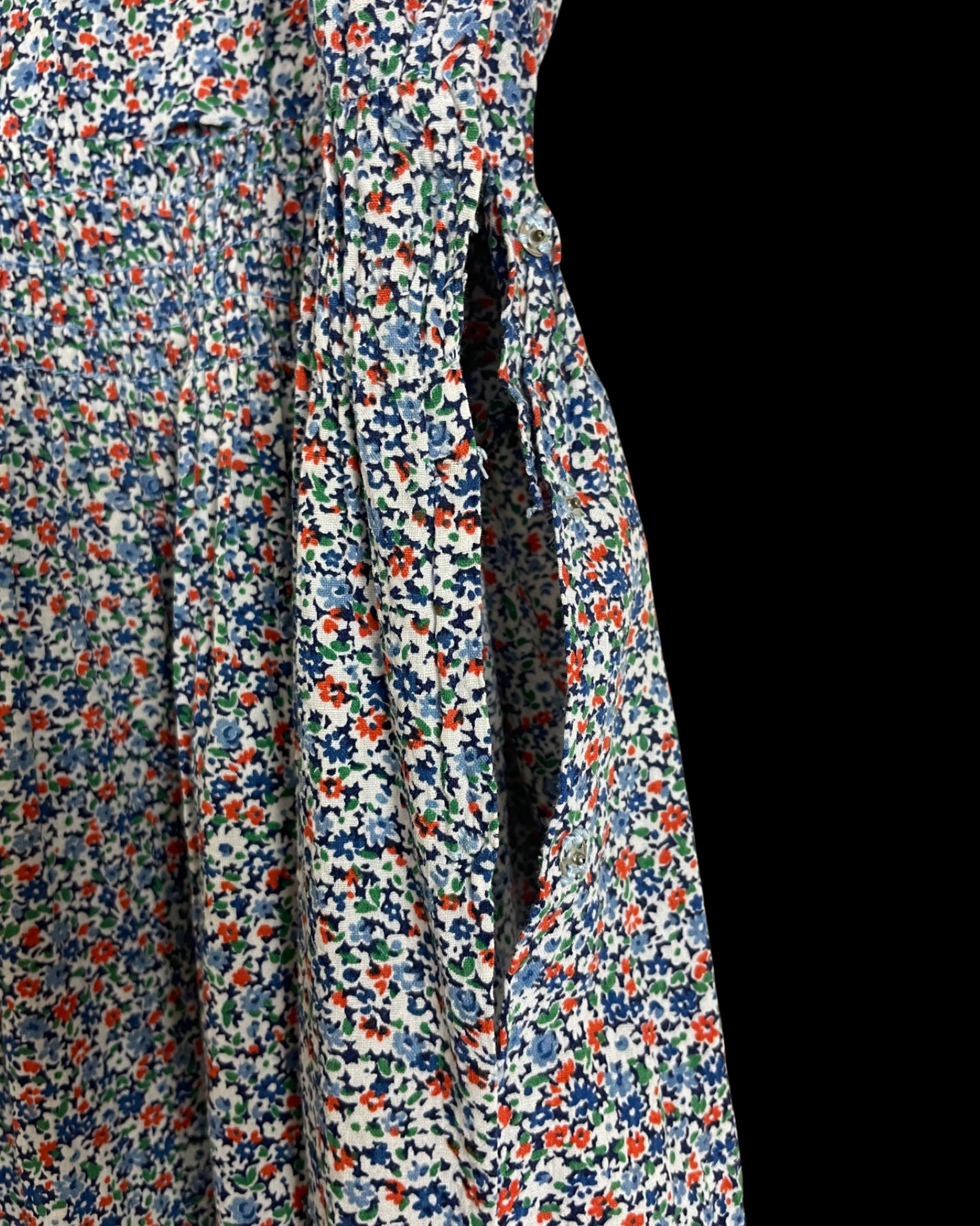 1930s Floral Puff Sleeve Micro Floral Folk Day Dress