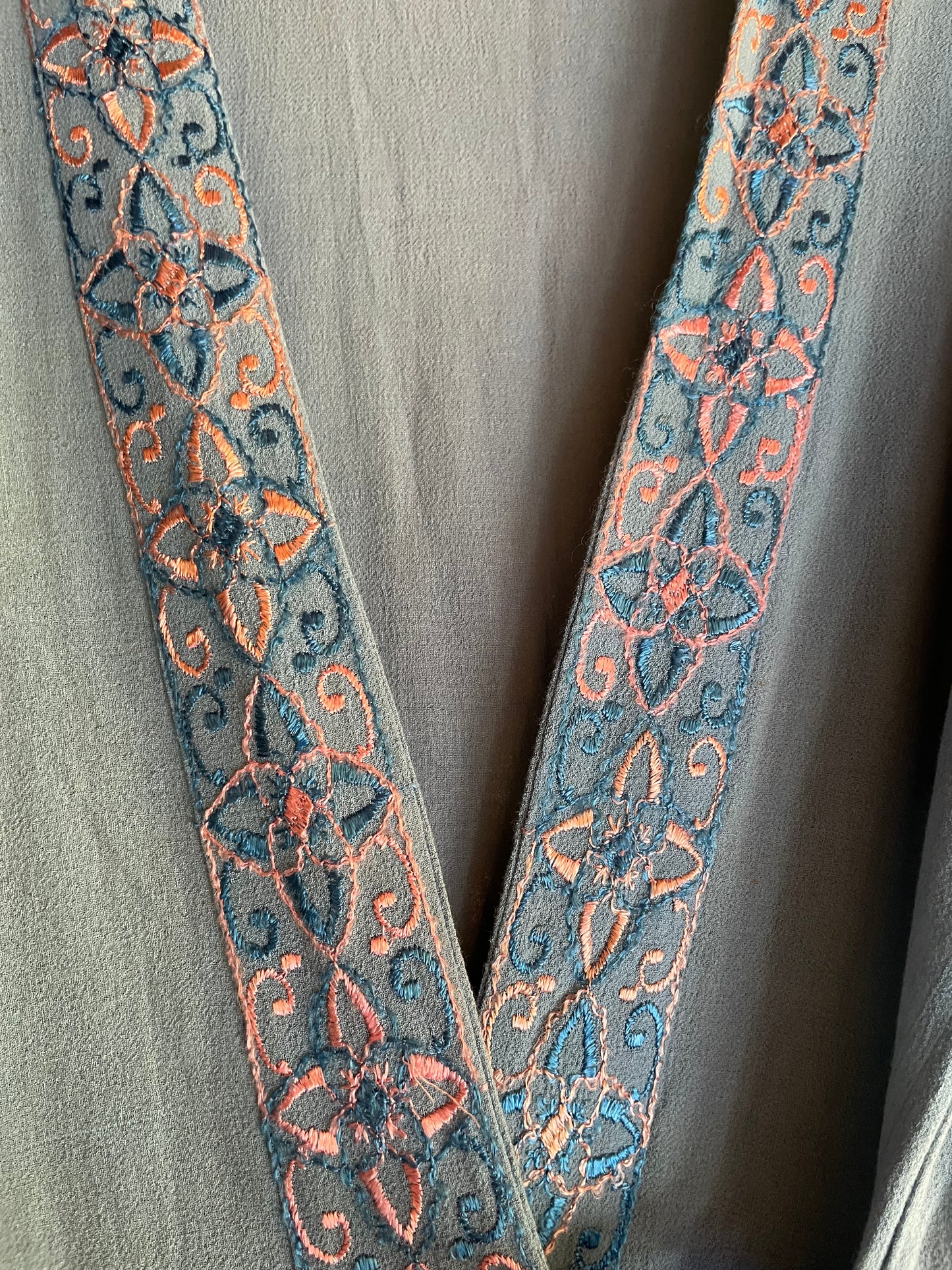 1940s Deco Crepe Baby Blue Wrap Robe Dress