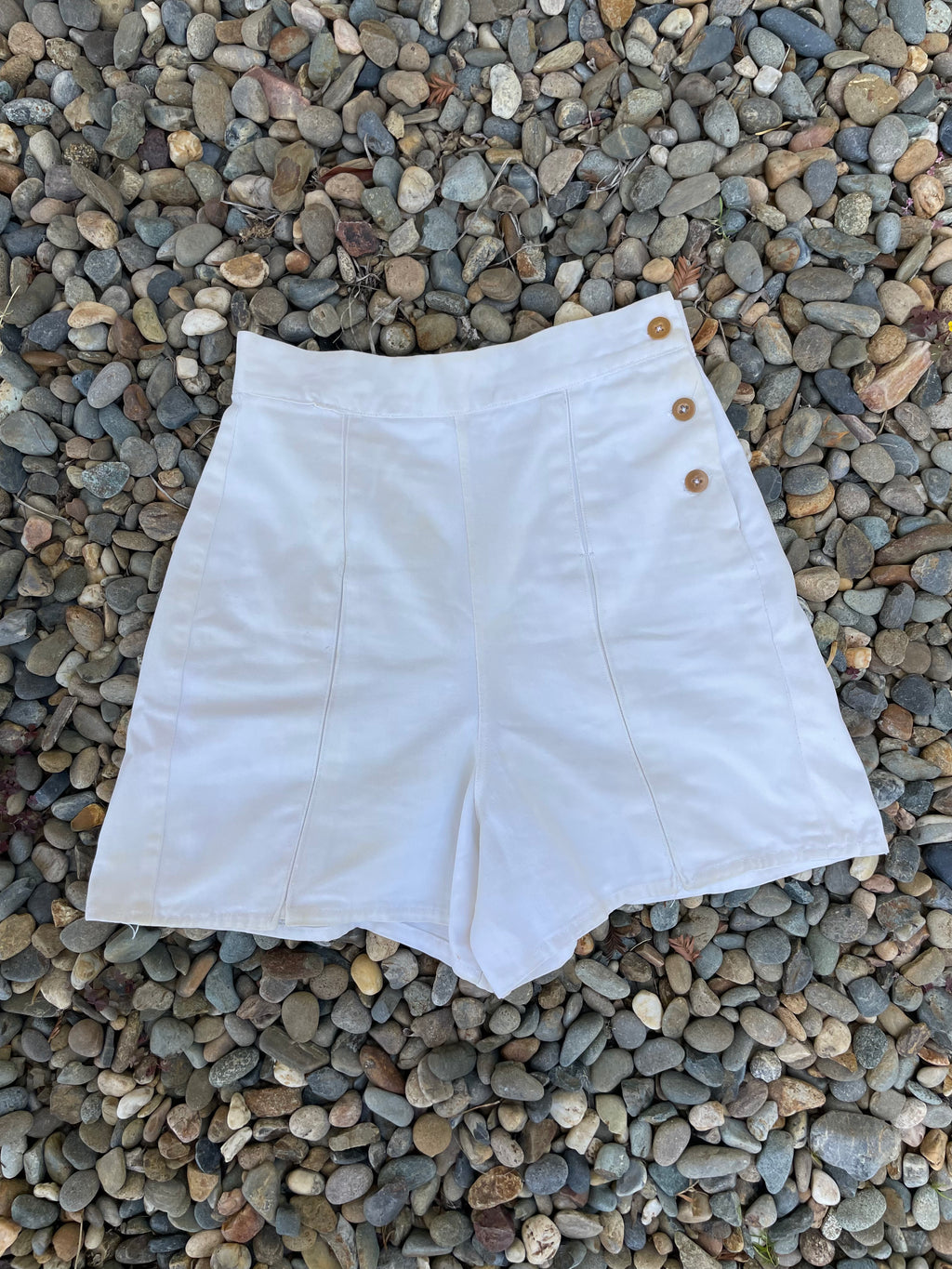 1940s Side Button Cotton Twill Shorts