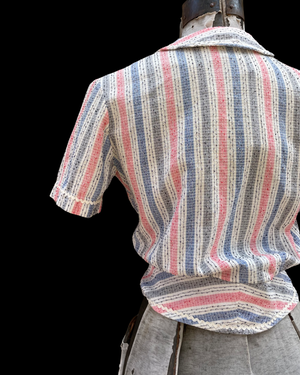 1940s Textured Cotton Crop Button Down