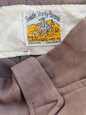1940s ‘Saddle Sturdy Brand’ Gabardine Western Side Zip Trousers