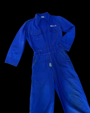 RARE ‘Barnie’( His + Hers ) Chainstiched 1930s/1940s Indigo Motorcycle Coveralls