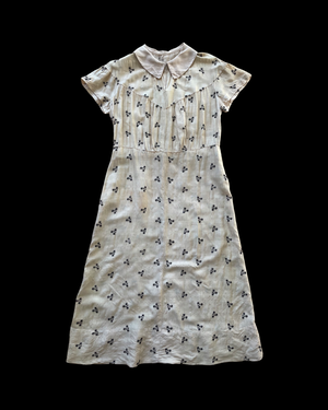 Rare 1930s Embroidered Raw Silk Midi Dress