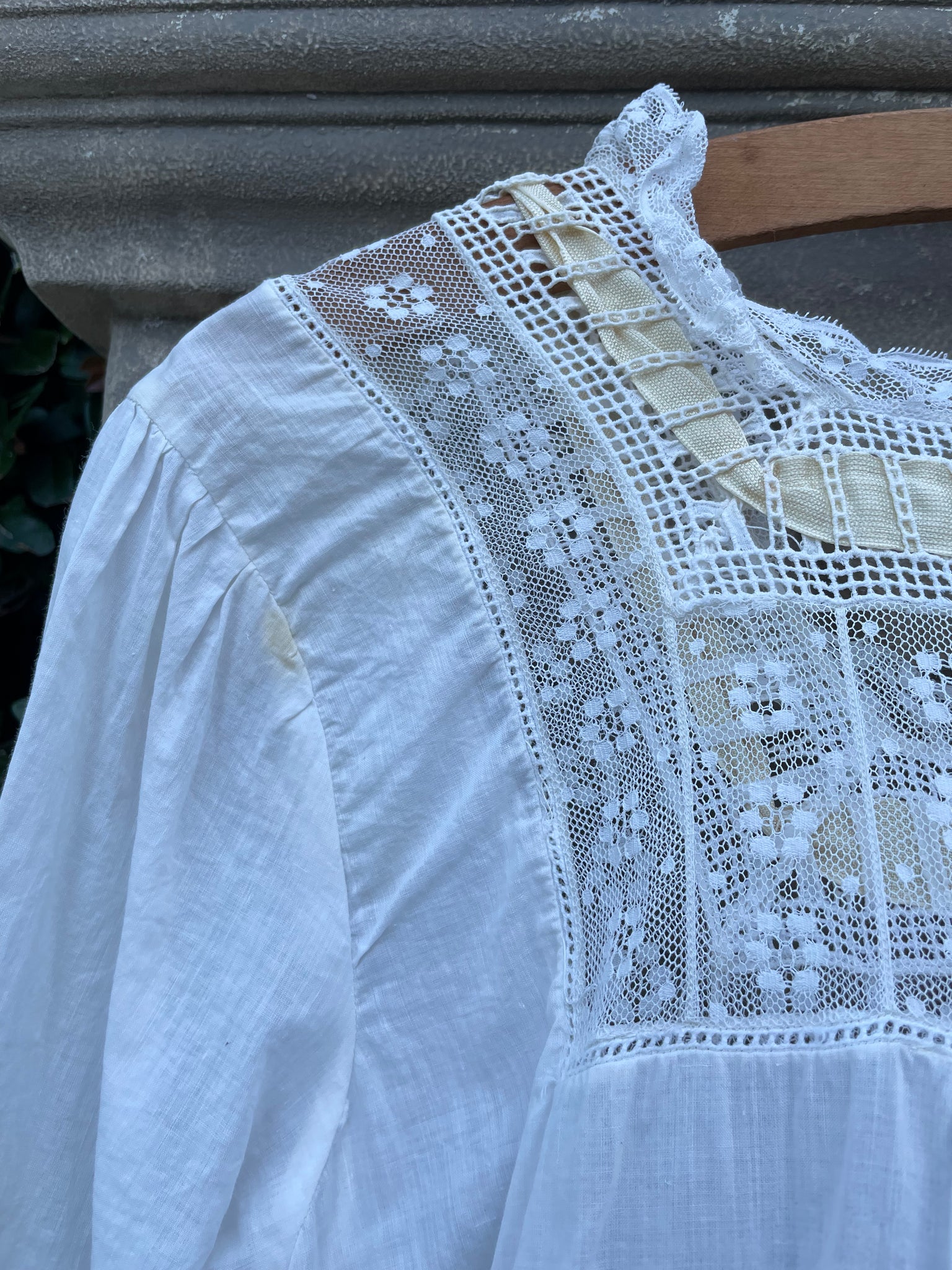 Antique Edwardian Cotton & Lace Boudoir Gown