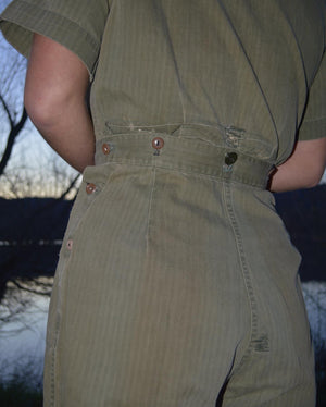 RARE WWII Era Women's Workwear HBT Coveralls Button Back