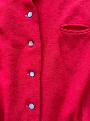 1950s Wool Knit Button Front Peplum Cardigan