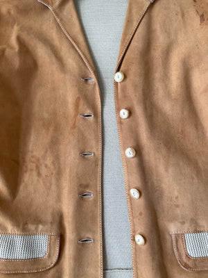 1950s Two Tone Knit & Leather Jacket