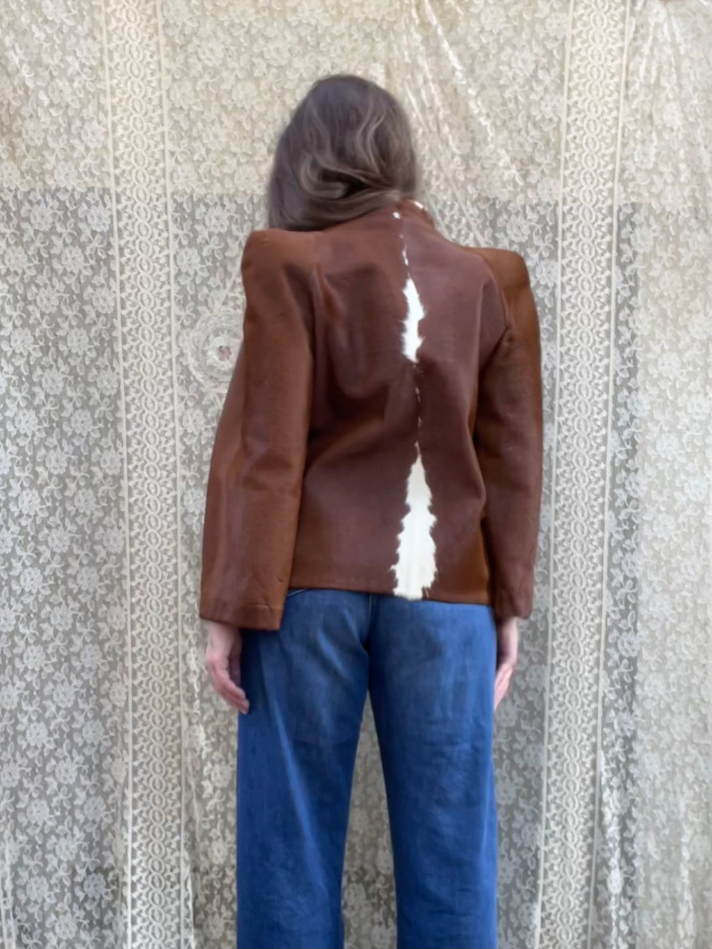 1940s Pagoda Shoulder Cowhide Hair On Hide Jacket