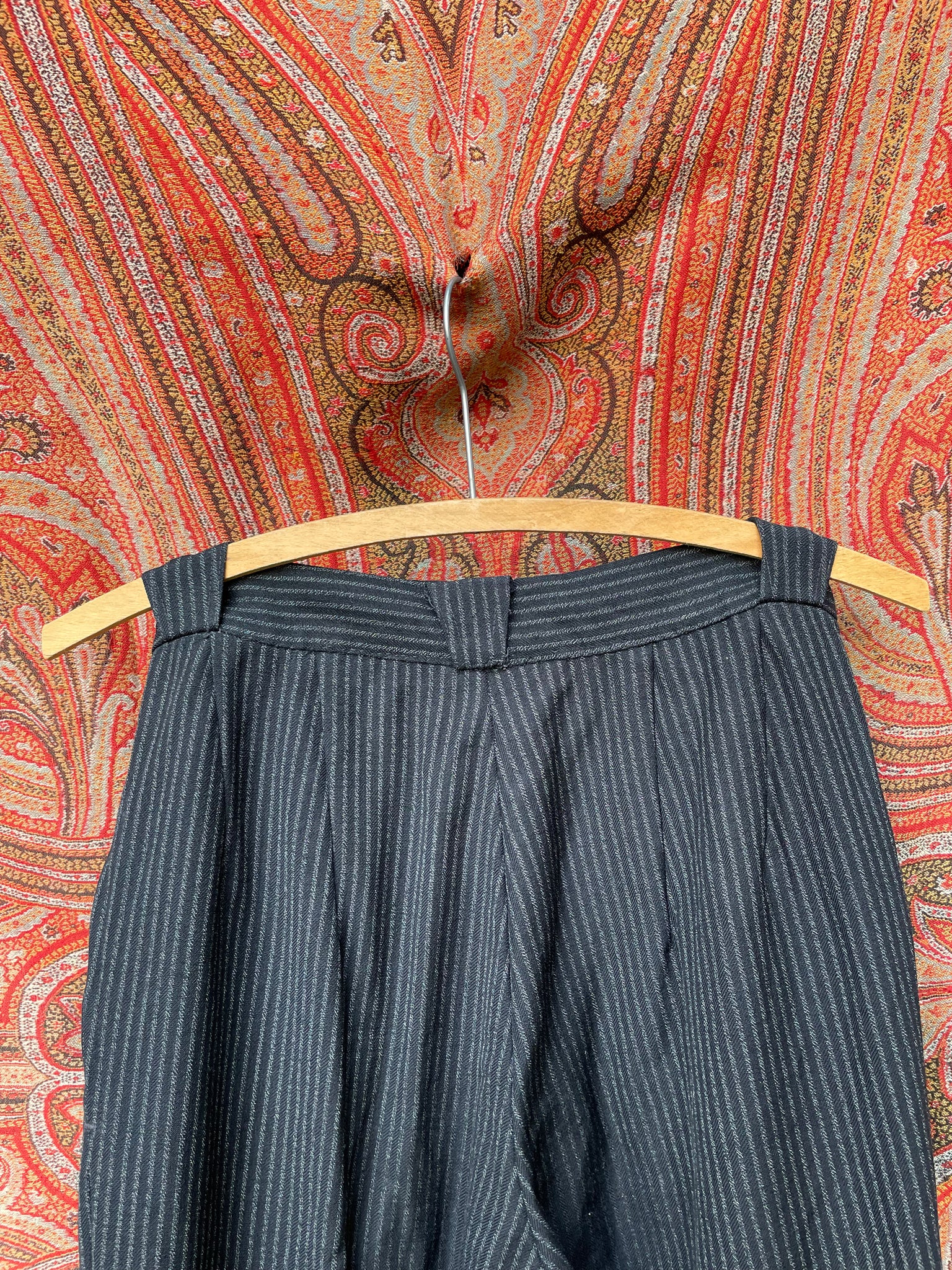 1950s Side Zip Western Pinstripe Wool Trousers