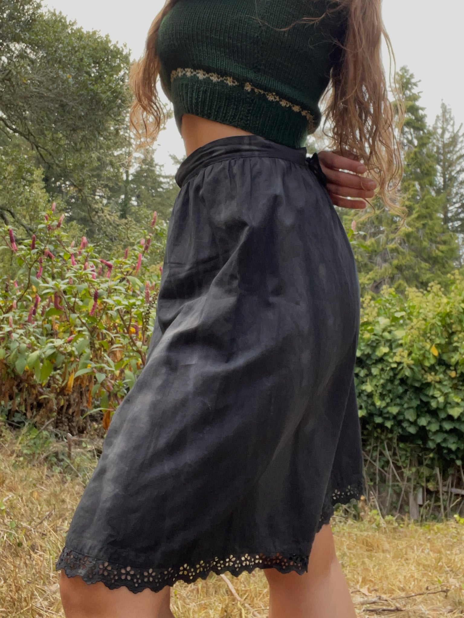 Antique Fade Black Cotton Eyelet Bloomers