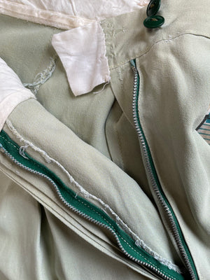 1940s Pale Seafoam Green Side Button 'Hobby Togs Hollywood Sportswear' Gabardine Trousers