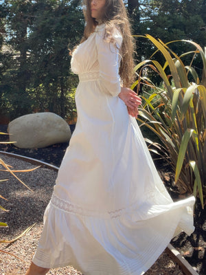 Edwardian Cotton Lawn Eyelet Prairie Dress