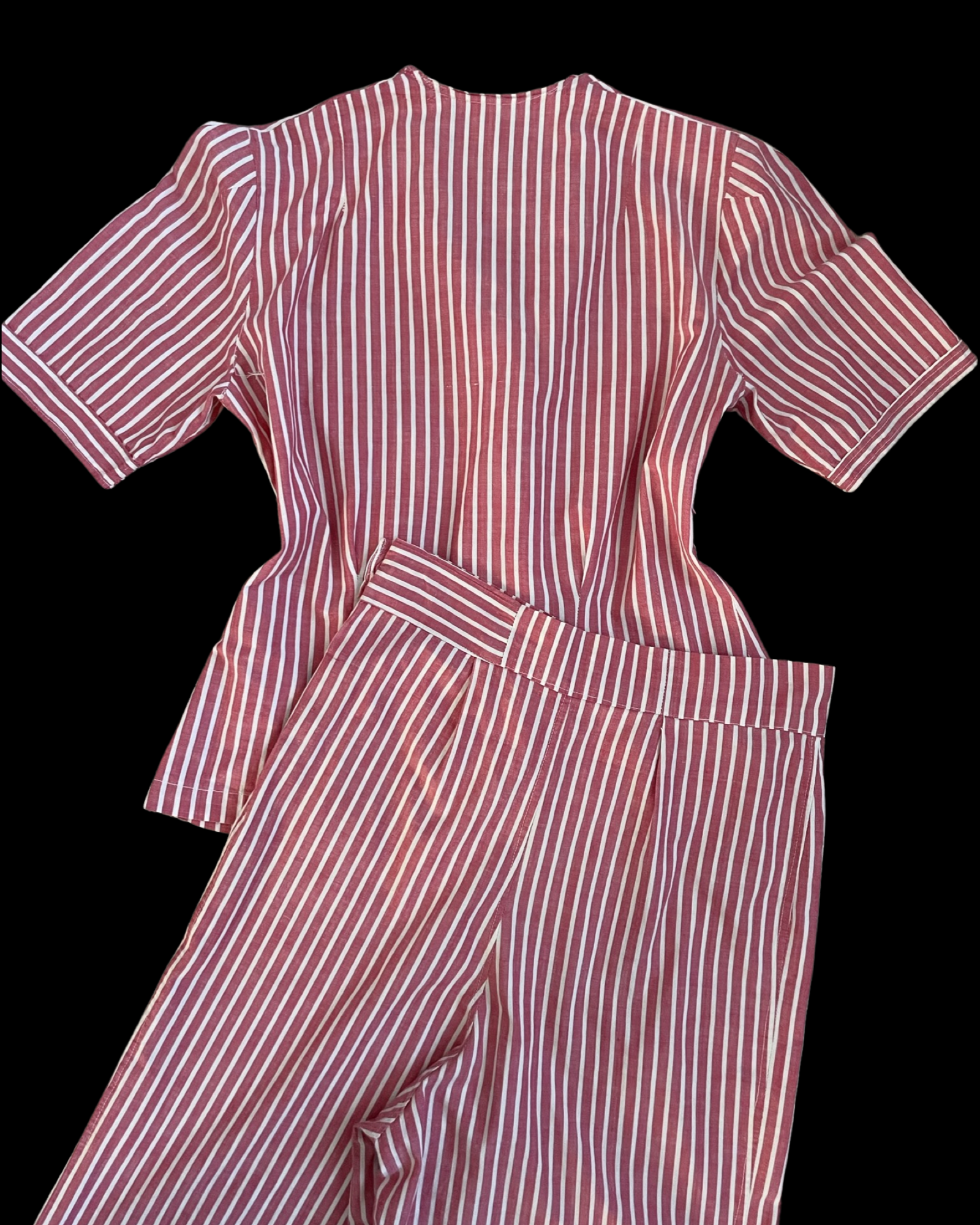 1940s Candy Striped Cotton 3 Piece Pant Set