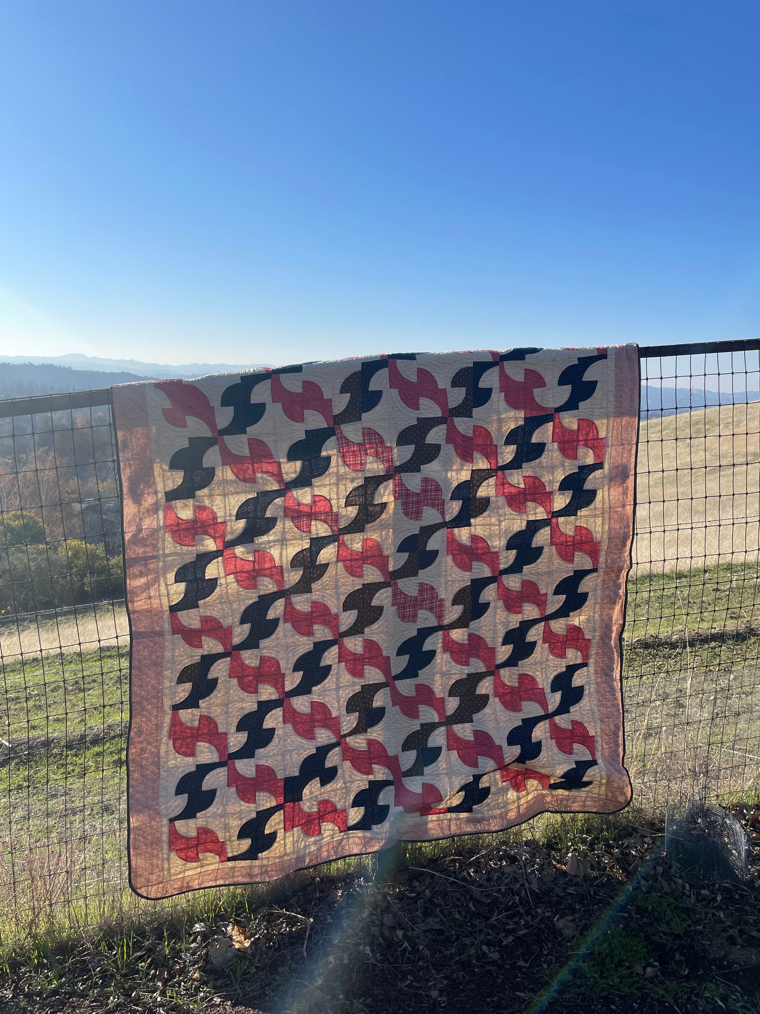 Late 19th Century Drunkards Path Calico Quilt