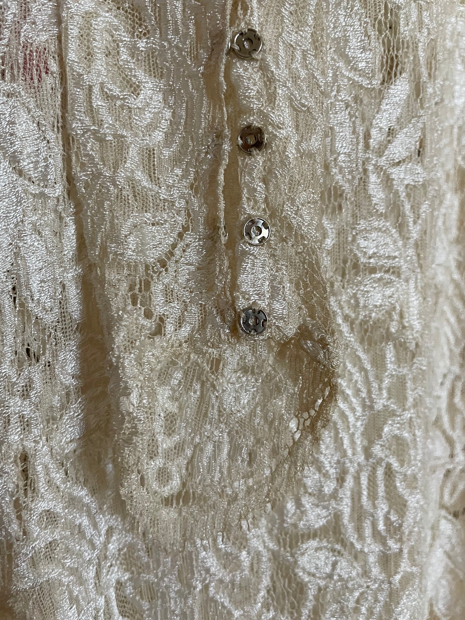 1930s Ivory Lace Button Back Trained Wedding Gown