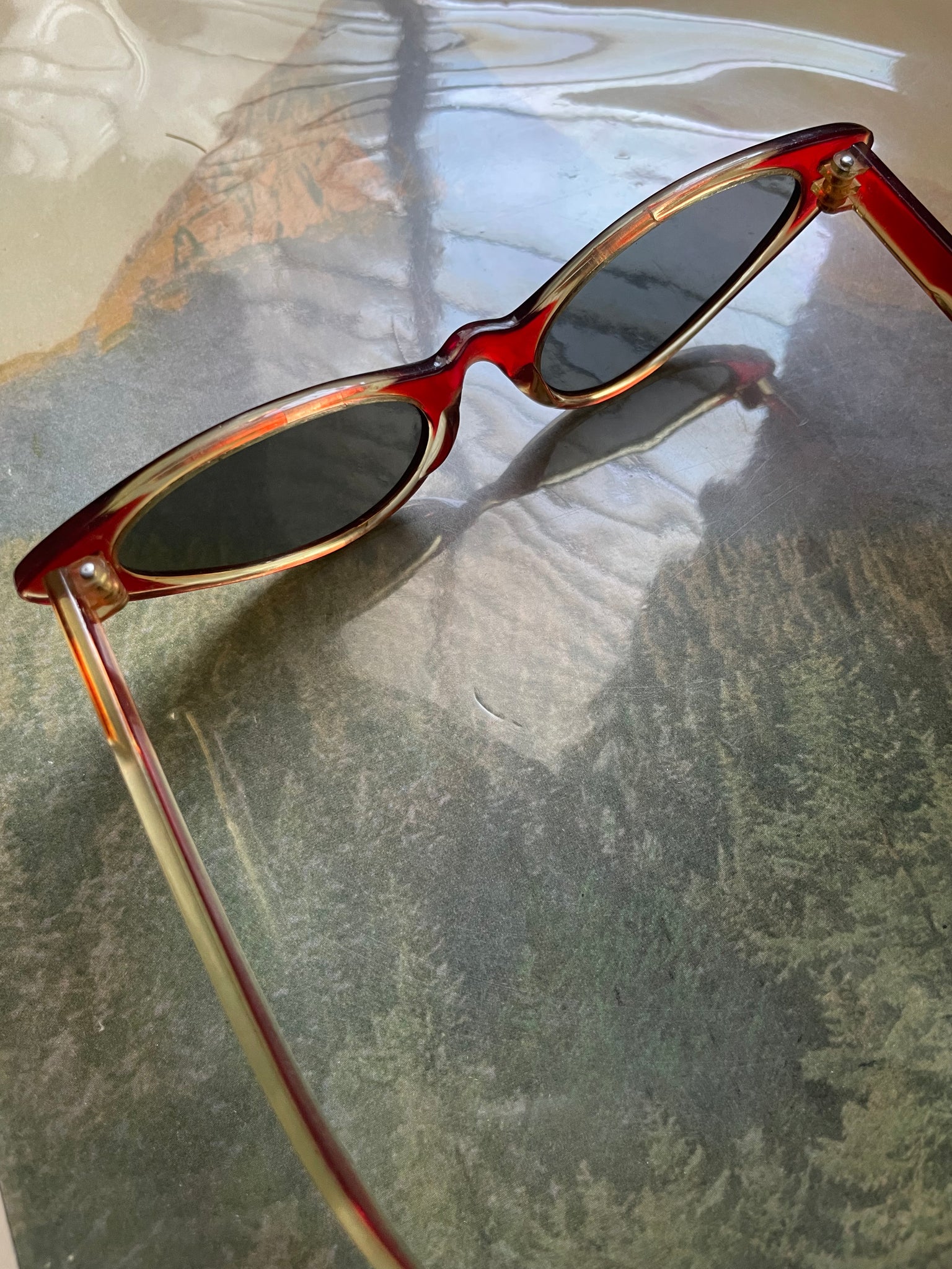 Italian Mid Century Cherry Red Plastic Cat Eye Sunglasses