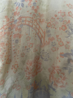 1920s Pastel Pongee Silk Dressing Gown Robe