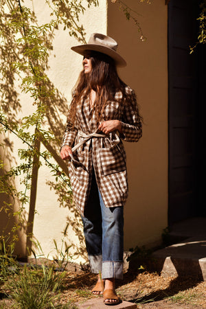 Homespun Gingham Duster Jacket