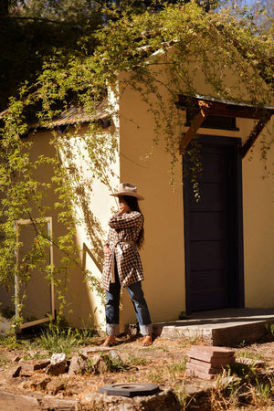 Homespun Gingham Duster Jacket