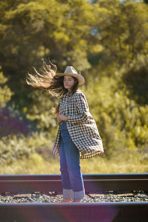 Homespun Gingham Duster Jacket