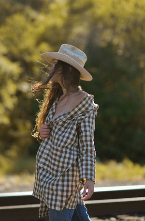 Homespun Gingham Duster Jacket